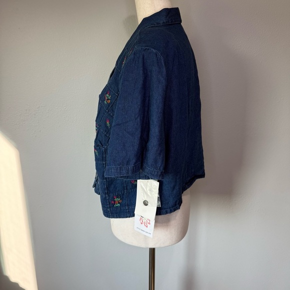 Vintage Olivia Rose Embroidered Denim Cropped Shirt - Picture 3 of 5